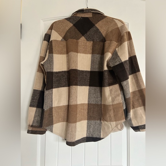 Amazon Shacket Brown and Cream Plaid NWOT Size Small - Picture 5 of 5